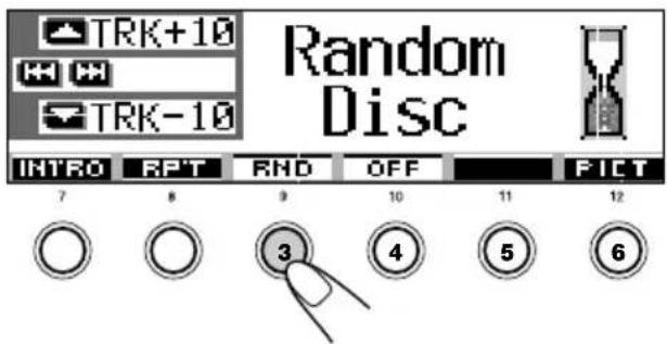 TRK+10 TRK-10 Zufall Disc INTRO RPT RND OFF PICT 7 8 9 10 11 12 3 4 5 6