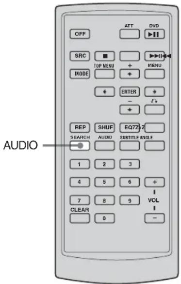 AUDIO OFF ATT DVD SRC TOP MENU + MENU MODE + ENTER - + - REP SHUF EQ7ZZZ SEARCH AUDIO SUBTITLE ANGLE 1 2 3 4 5 6 + 7 8 9 VOL CLEAR 0 -
