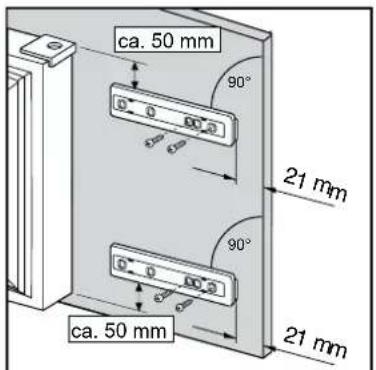 ca. 50 mm 90° 21 mm 90° ca. 50 mm 21 mm