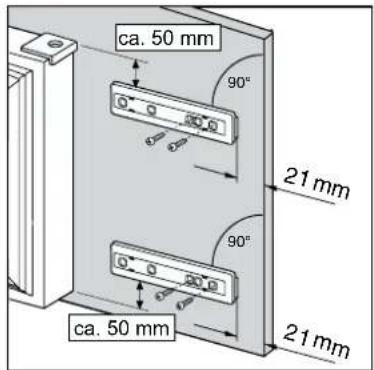ca. 50 mm 90° 21 mm 90° ca. 50 mm 21 mm