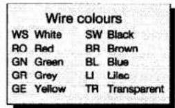 Wire colours WS White SW Black RO Red BR Brown GN Green BL Blue GR Grey LI Lilec GE Yellow TR Transparent