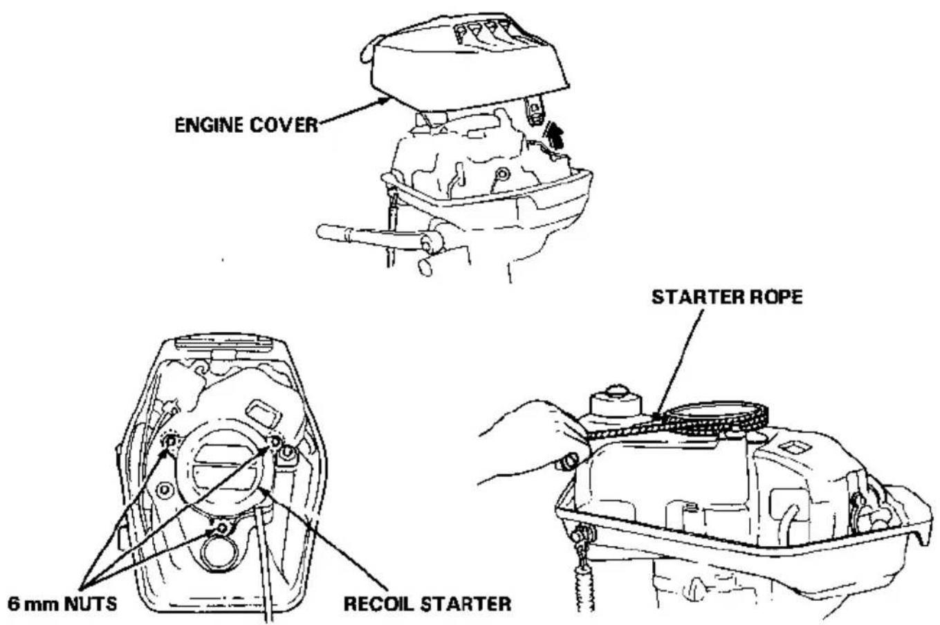 ENGINE COVER STARTER ROPE 6 mm NUTS RECOIL STARTER