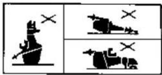 Diagram showing three scenarios of a ship silhouette with X marks, likely illustrating a scenario where the vessel is being lifted or displaced.