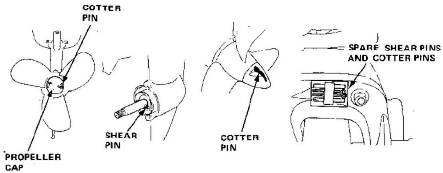 COTTER PIN PROPELLER CAP SHEAR PIN COTTER PIN SPARE SHEAR PINS AND COTTER PINS
