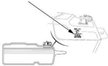 Technical diagram showing a mechanical component with an arrow pointing to a labeled section, likely indicating assembly or inspection.