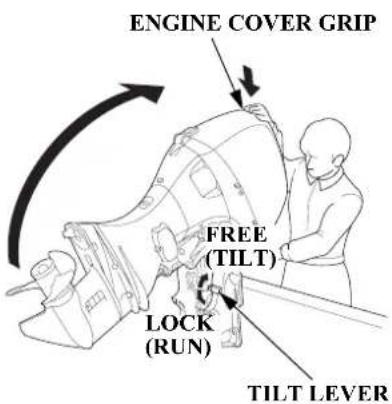 ENGINE COVER GRIP FREE (TILT) LOCK (RUN) TILT LEVER