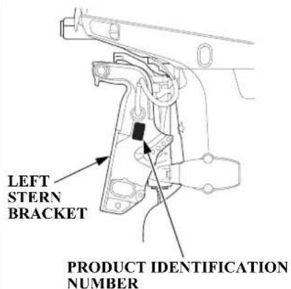 LEFT STERN BRACKET PRODUCT IDENTIFICATION NUMBER