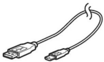 Line drawing of a USB cable with two connectors (no text or symbols)