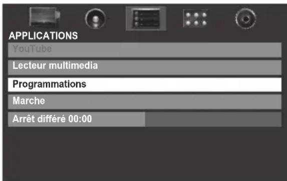 APPLICATIONS YouTube Lecteur multimedia Programmations Marche Arrêt différé 00:00
