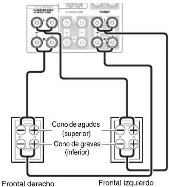 SURROUND BACK of FRONT SOUT L R FRONT Cono de agudos (superior) Cono de graves (inferior) Frontal derecho Frontal izquierdo