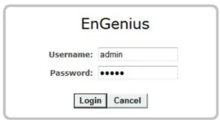 EnGenius Username: admin Password: •••••• Login Cancel