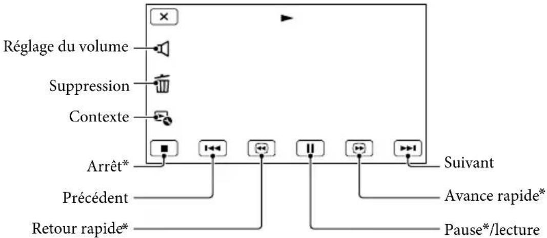 Réglage du volume Suppression Contexte Arrêt* Précédent Retour rapide* Suivant Avance rapide* Pause*/lecture