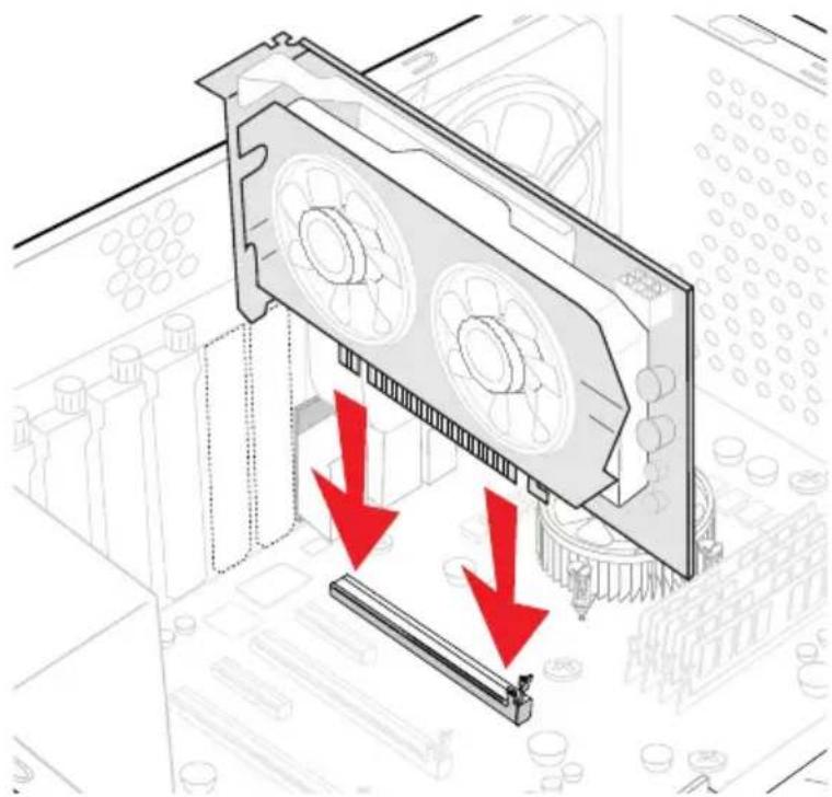 Diagram of a computer monitor with two fans and a power strip, showing red arrows indicating downward motion (no text or symbols present)