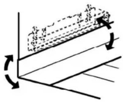 Diagram of a mechanical or structural component with curved arrows indicating rotation, no text or symbols present.