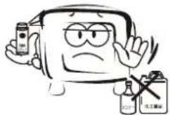 Cartoon illustration of a sad computer character holding a phone and a bottle, with Chinese text labels on the bottle.