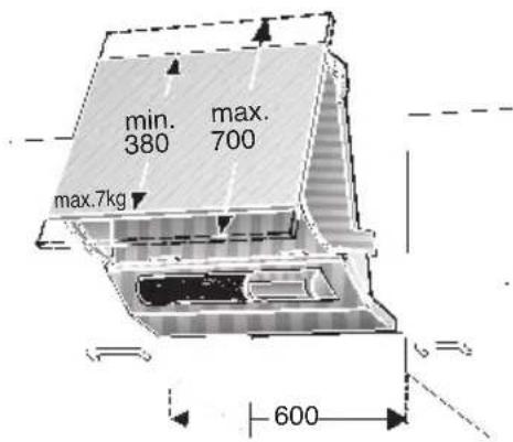 min. 380 max. 700 max. 7 kg 600