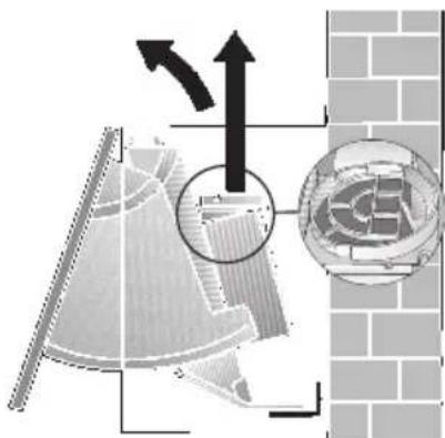 Diagram showing a mechanical component with directional arrows and a close-up inset of a circular component (no text or symbols)