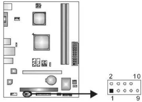 Diagram of a room layout with labeled furniture and a numbered indicator box showing numbers 1 and 9.