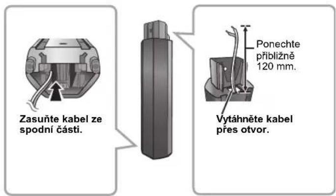 Zasuňte kabel ze spodní části. Ponechte přibližně 120 mm. Vytáhněte kabel přes otvor.