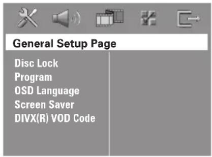PHILIPS HTS8010S - Accès à la page de configuration générale - 1