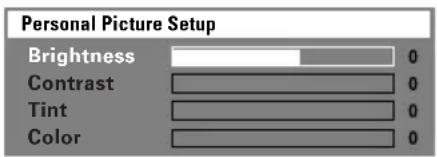 Personal Picture Setup Brightness Contrast Tint Color