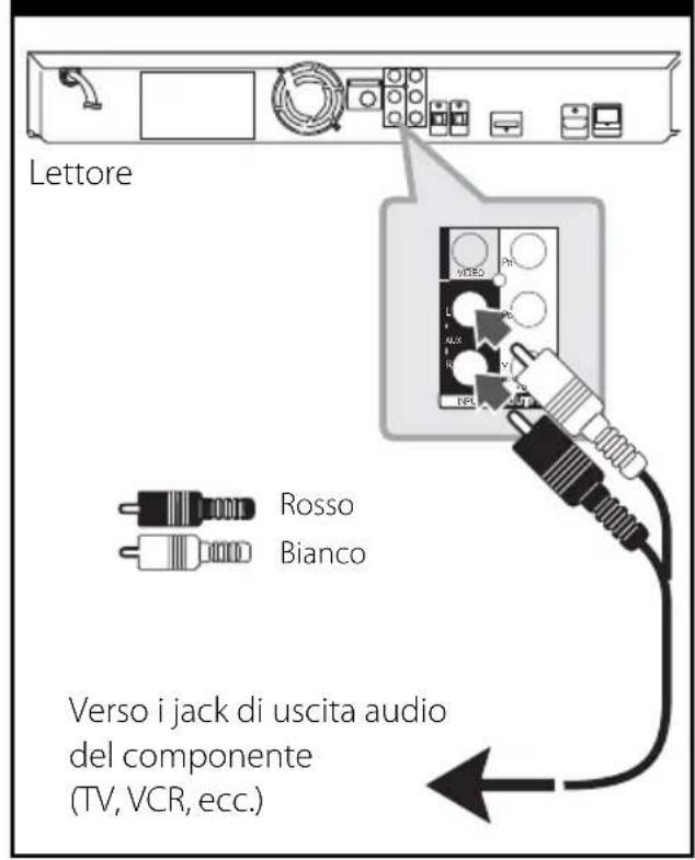 Lettore Rosso Bianco Verso i jack di uscita audio del componente (TV, VCR, ecc.)