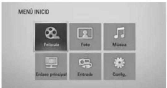 MENÚ INICIO Peliscula Foto Música Endase principal Entrada Config.