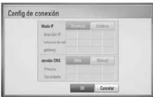 Config de conexión Mode IP Orlando Estatoo dirección IP márcuca de net gateway servidor DNS Auto Manual Primario Sectadario OK Cancelar