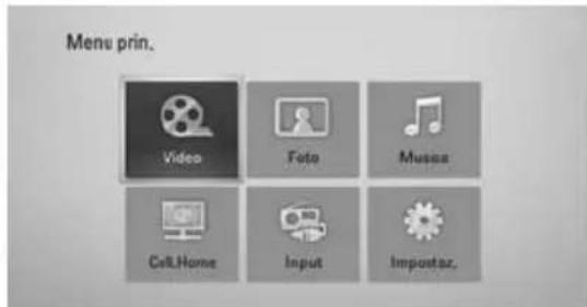 Menu prin. Video Foto Musaa CellHome Input Importar.