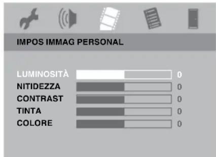 IMPOS IMMAG PERSONAL LUMINOSITÀ 0 NITIDEZZA 0 CONTRAST 0 TINTA 0 COLORE 0