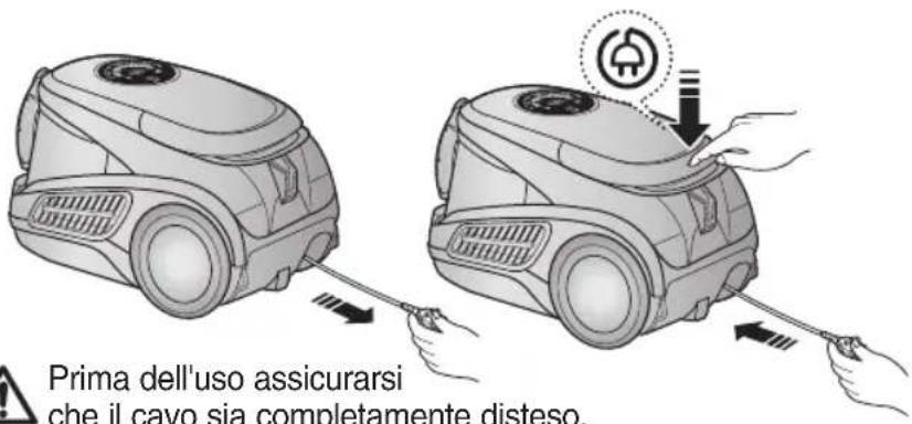 Prima dell'uso assicurarsi che il cavo sia completamente disteso.