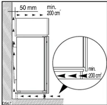 50 mm min. 200 cm² min. 200 cm² D567°