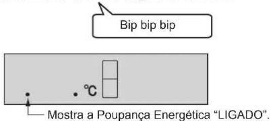 Bip bip bip • °C Mostra a Poupança Energética "LIGADO".