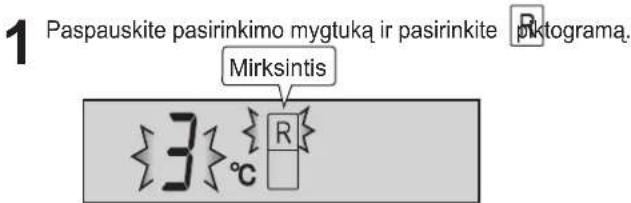 1 Paspauskite pasirinkimo mygtuka ir pasirinkite kiktograma. Mirksintis 3°C R