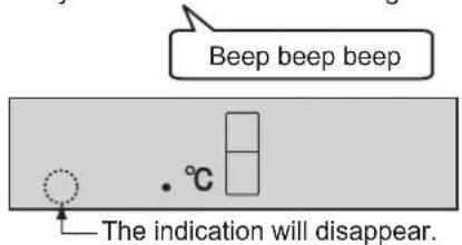 Beep beep beep .°C The indication will disappear.