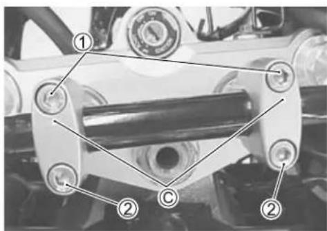 Technical diagram of a mechanical assembly with numbered components labeled ①, ②, and C