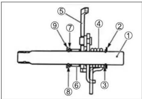 Technical diagram of a mechanical assembly with numbered components for identification