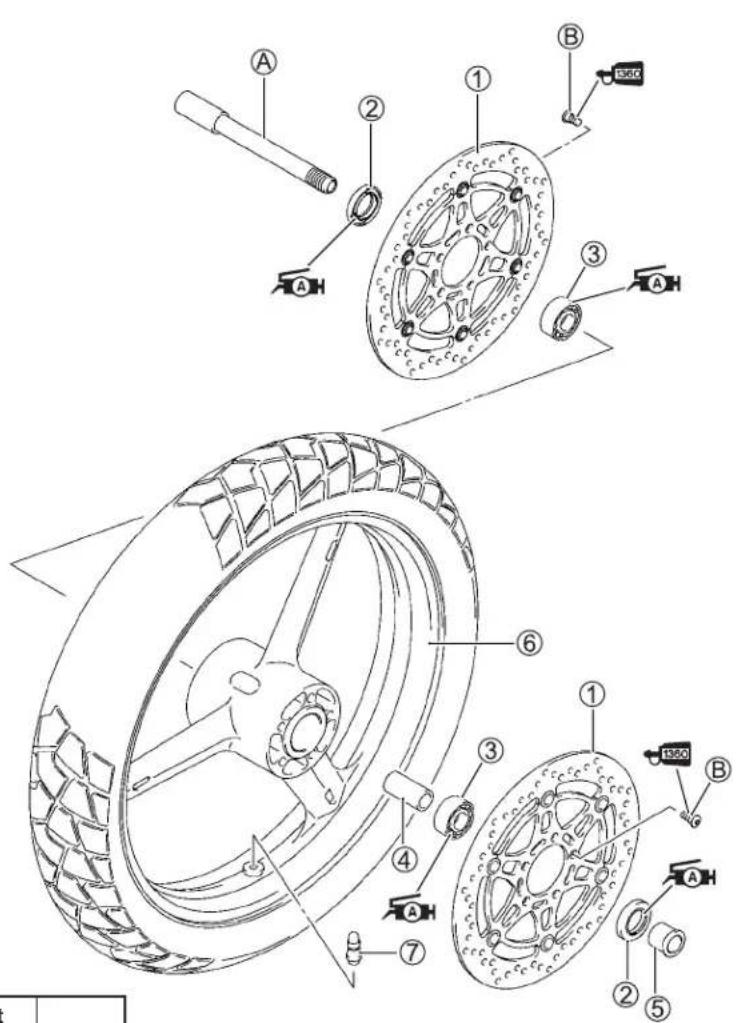 Technical diagram of a tire assembly with labeled parts and component annotations
