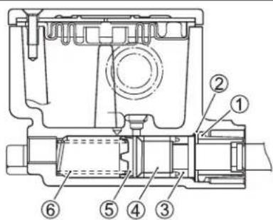 Technical diagram of a mechanical assembly with numbered components for identification