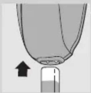 Diagram of a funnel-shaped object with an arrow pointing to a vertical component (no text or symbols)