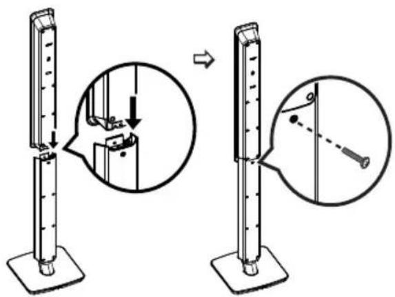 Diagram illustrating a measurement setup with labeled components and magnified views showing step-by-step changes.