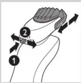 Diagram showing two labeled arrows pointing to a curved object on a human torso, with numbered annotations 1 and 2.