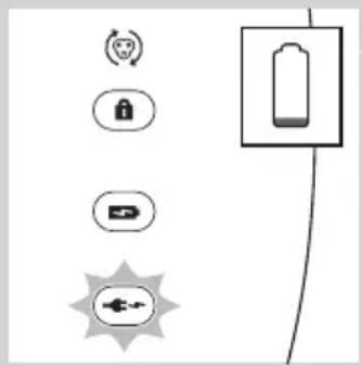 Diagram showing battery and control icons including lock, battery, switch, and power plug