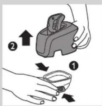 Diagram illustrating two-step cleaning or packaging process with labeled steps ① and ②