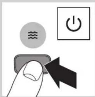 Diagram showing a finger pressing a button with icons for thermal, power, and switch symbols