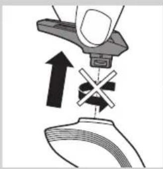 Diagram showing a hand operating a device with an upward arrow and a cross symbol (no text or labels)