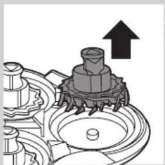 Mechanical assembly diagram showing a gear and shaft assembly with an upward arrow (no text or symbols)