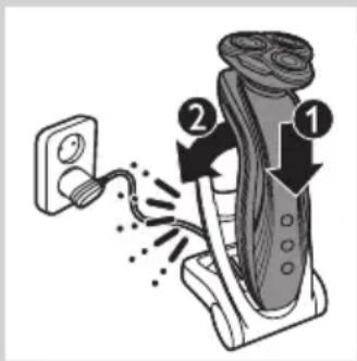 Diagram illustrating hairpin insertion process with labeled parts 1 and 2, showing electric shock and power outlet connections.