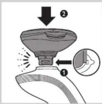 Diagram illustrating a spray gun with labeled parts and an inset showing the tip area