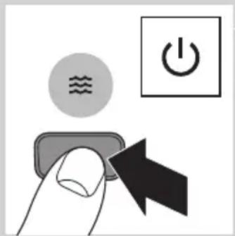 Diagram showing a finger pressing a button with icons for power, thermal, and current control